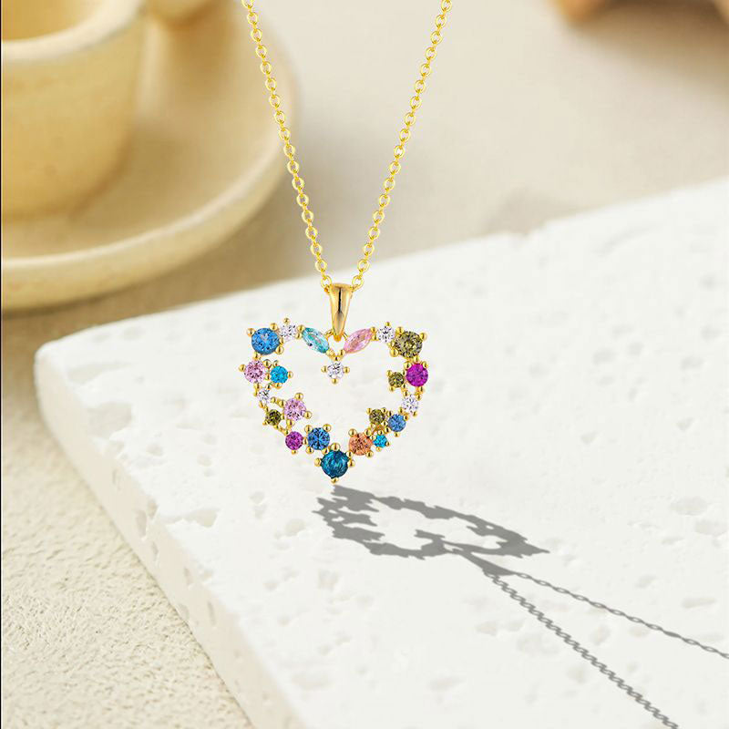 To My Mom - Heart Shaped Necklace Colored Heart Pendant Jewelry Gift for women