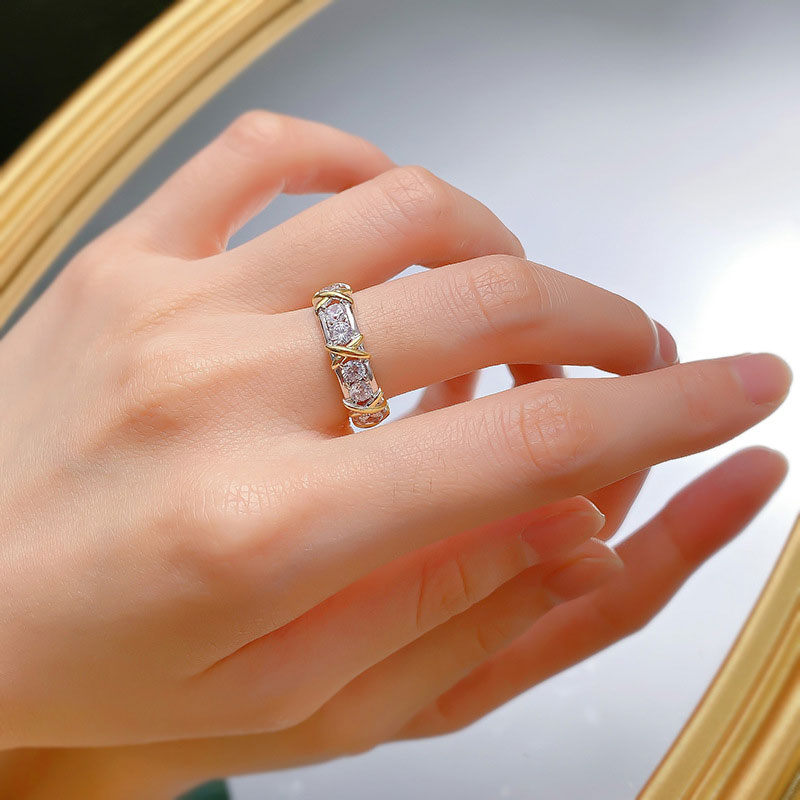 Cross X Shape Ring for Women Men Engagement Wedding Bands Jewelry Gift