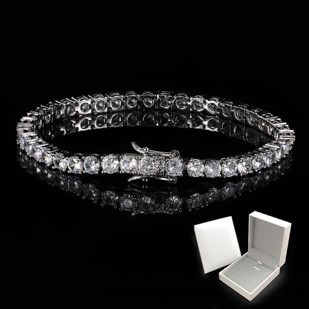 Tennis Bracelet for Women Men D Color VVS Round Cut 4mm Bracelets with Giftbox