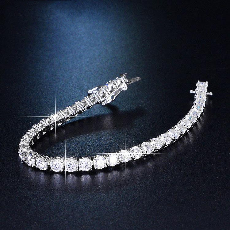 Tennis Bracelet for Women Men D Color VVS Round Cut 4mm Bracelets with Giftbox